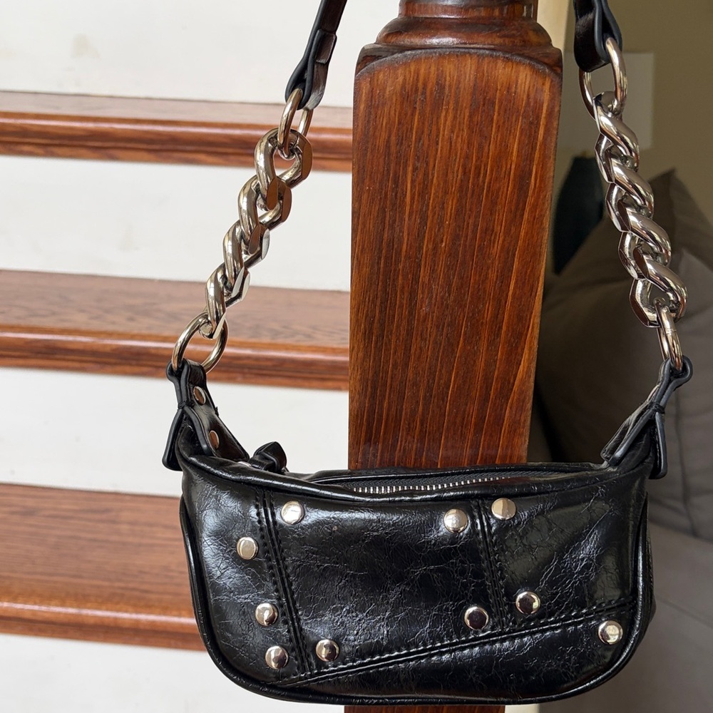 Urban Outfitters Black Studded Chain-Handle Mini Shoulder Bag